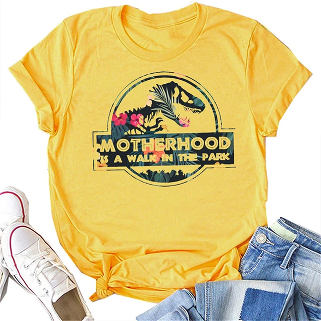 Camisetas con estampado de dinosaurio para mujer, blusa con estampado de  madre es un paseo en el parque, playera estampada de vida de mamá, camiseta  informal Tumblr, camisa verde|Camisetas| - AliExpress