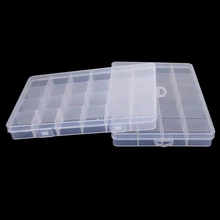 

24 Slots Adjustable Jewelry Storage Box Case Craft Organizer Beads Multi Grids Transparent Plastic Storage Box Portable