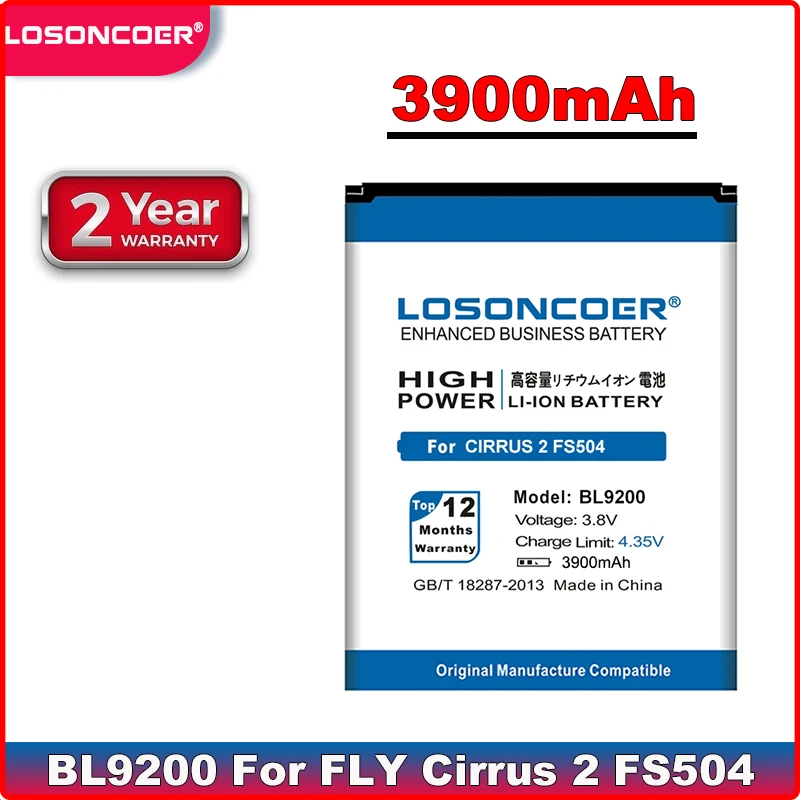 LOSONCOER BL9200 3900mAh High Quality Phone Battery For FLY Cirrus 2 FS504 | Мобильные телефоны и аксессуары