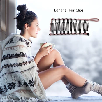 

1set Magic Banana Hair Comb Clip Women Professional Stretchy Double Slide Hairpins Fashion Hair Bun Maker Braid DIY Tool