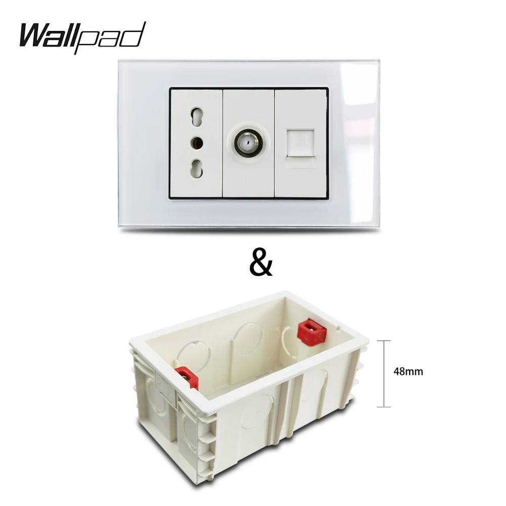 US Italy Type DIY White Glass Panel  Satellite TV DATA USBCharger  EU French USA Wall Socket Wallpad 118*75mm 153*75mm 191*75mm images - 6