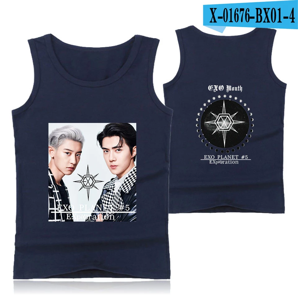 EXO PLANET#5 Модная стильная хипстерская Повседневная Удобная популярная летняя одежда с круглым вырезом без рукавов для мужчин и женщин - Цвет: Белый