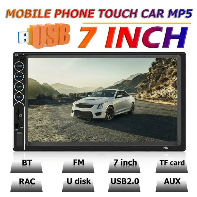 7 2 DIN Автомобильный MP3-плеер Стерео головное устройство Bluetooth Радио FM USB+ камера AU