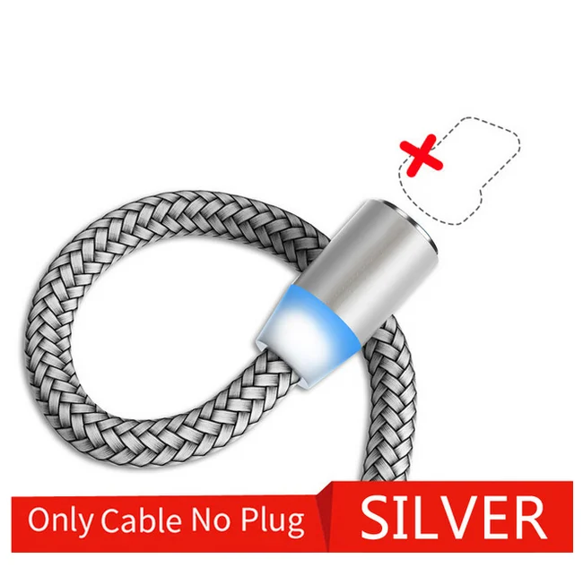 Only Cable Silver Магнитный Micro USB кабель Olaf 2 м для iPhone, samsung, Xiaomi, huawei, зарядный кабель USBType C, Магнитный зарядный провод - Цвет: Only Cable Silver
