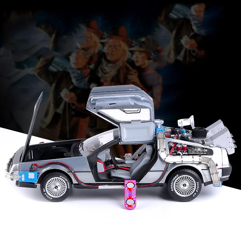 1/18 Scale diecast alloy metal vehicle DeLorean DMC-12 Back to the Future Simulation Car Model traffic Toy gift Souvenir | Игрушки и