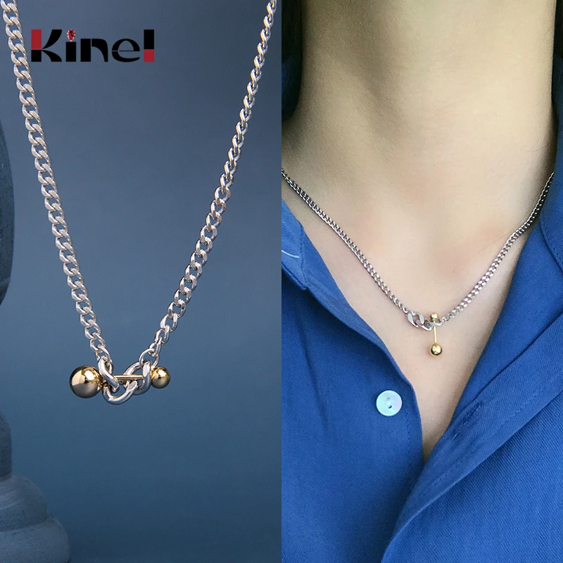 

Kinel Silver 925 Jewelry Necklace Classic Temperament Wedding Necklaces 925 Sterling Silver Balance Ball Necklace for Women