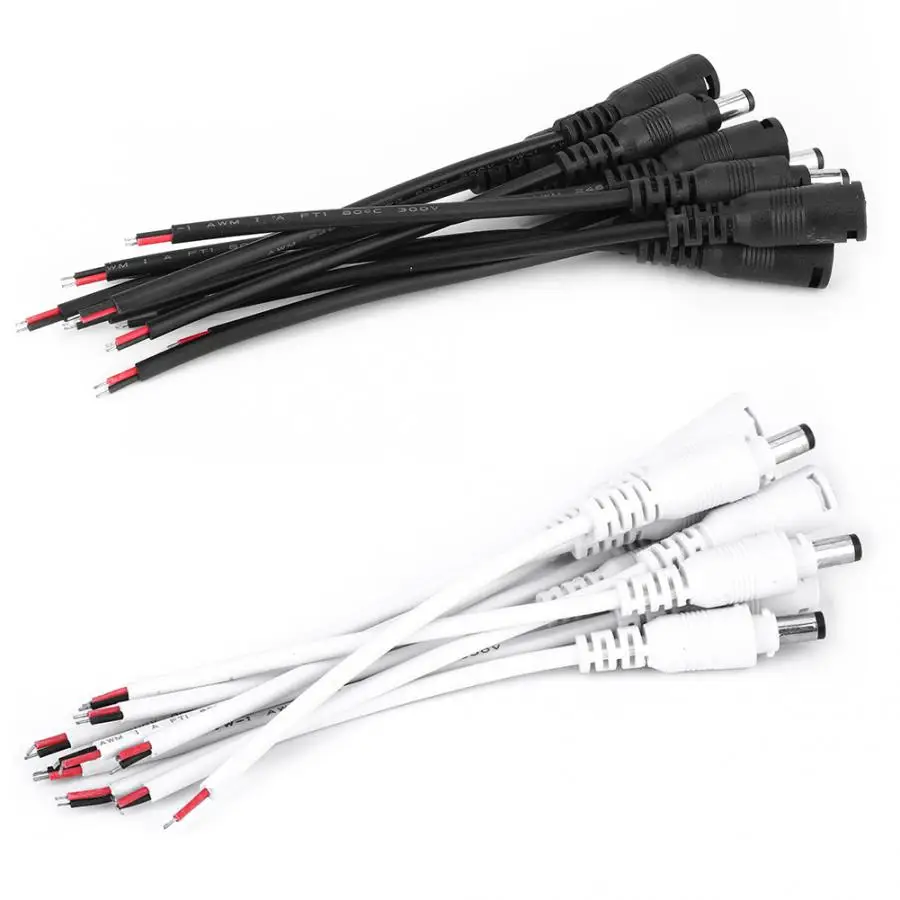 

5 Pair DC Power Cord 5.5x2.1mm Male Female DC Power Plug Jack Adapter with Lock Cable Wire