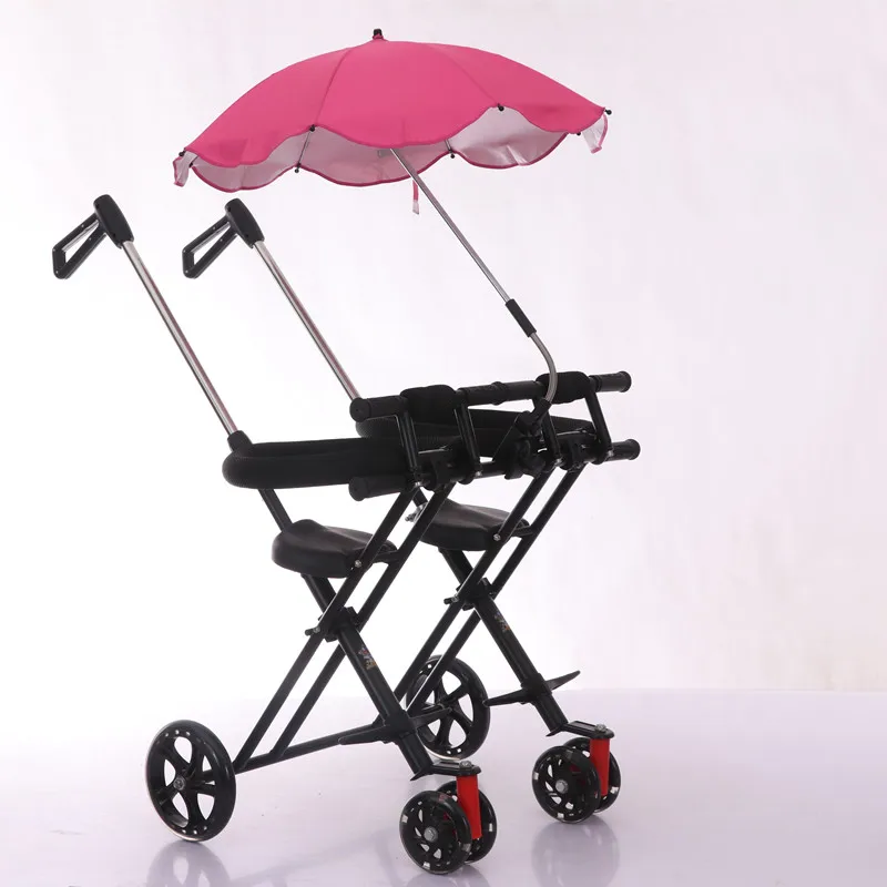 Light Weight Twin Baby Stroller Big Wheel Double Seats Push Trolley Children Twin Travel Tricycle Infant Easy Fold Baby Carriage