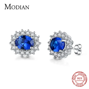 

Modian 2017 Classic Fashion Natural Crystal Zirconia Luxury Tanzania Genuine 925 Sterling Silver Stud Earrings Jewelry For Women