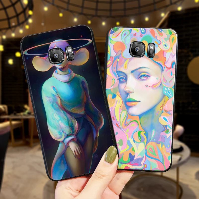 Psychedelic trend van gogh girl для Samsung Note 8 9 M10 M20 M30 S6 S7 Edge S8 S9 S10 PLUS TPU мягкий чехол телефона |