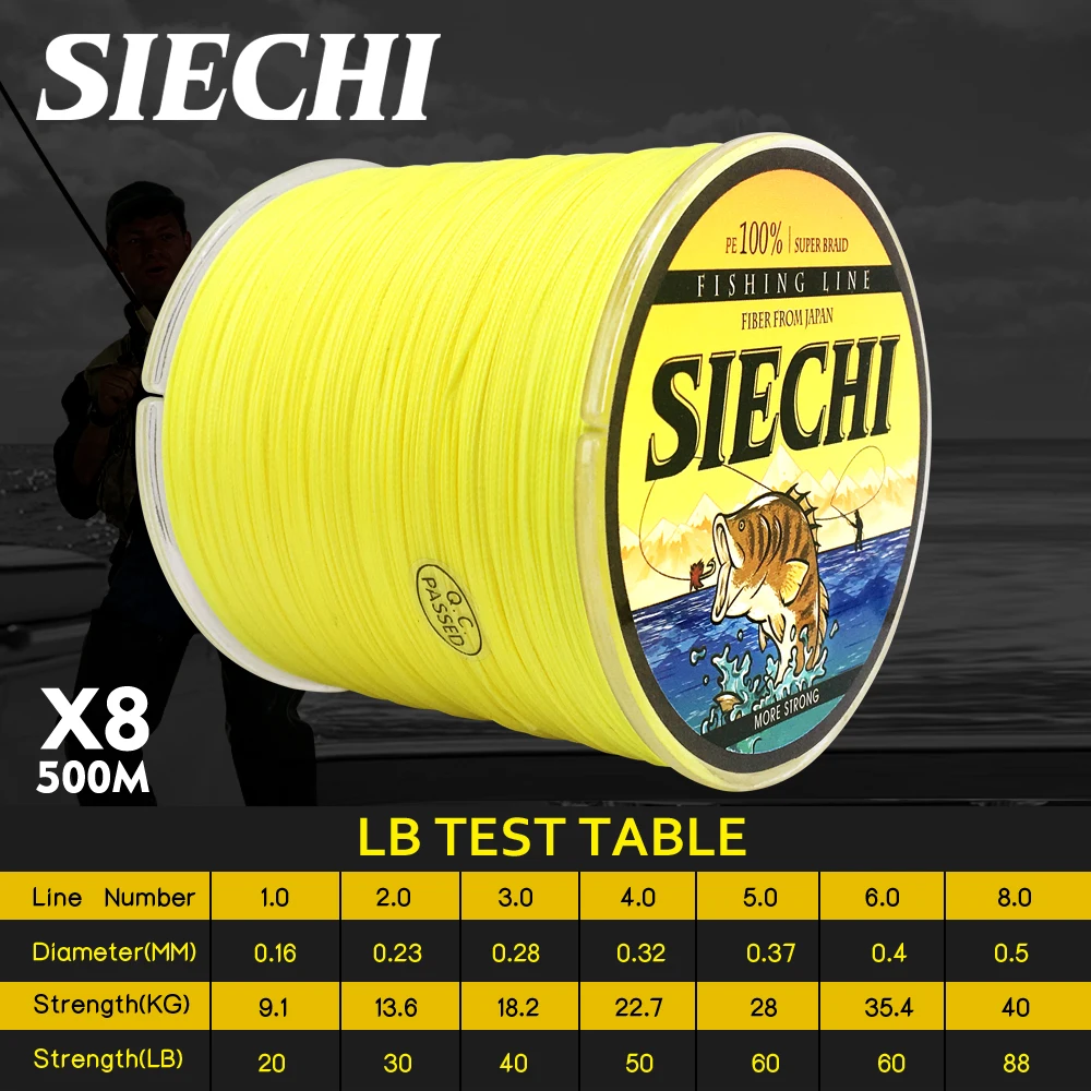 SIECHI 6 цветов рыболовная леска 8 нитей рыболовный шнур для карпа 500 м 100% PE Pesca