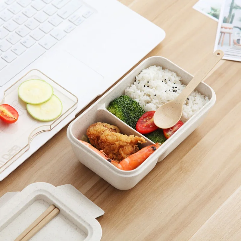 

850ml Wheat Straw Lunch Box Healthy Material Bento Boxes Microwave Dinnerware Food Storage Container Lunchbox