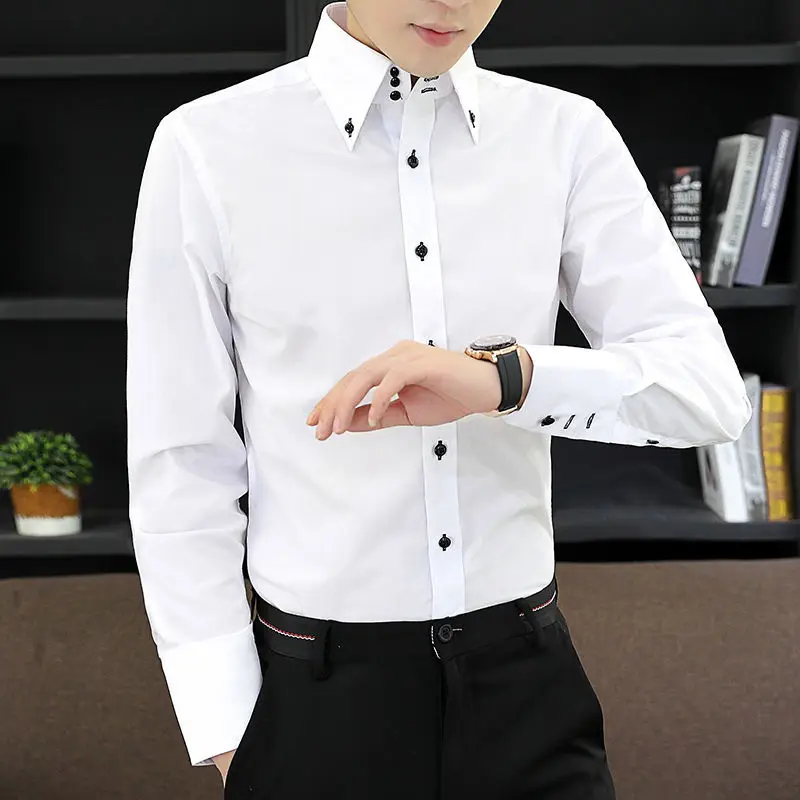 Dress Shirts Men Spring and Autumn High Quality Long Sleeve Korean Slim Fit Business White Collared Shirt Oversized dress shirts men casual shirts