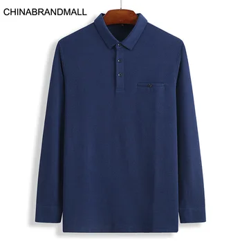 

Autumn Men Plus Fat Plus Size Length Sleeve Male Fat Man Solid Color Joker Lapel Long Sleeve Top