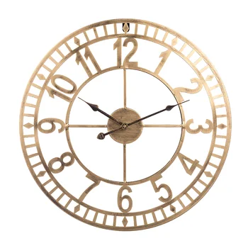 

40cm/50cm/60cm 24 Inches Wrought Iron Arabic Numerals Silent Wall Clock Hollow Hanging Clock for Home Decor - Silver gold