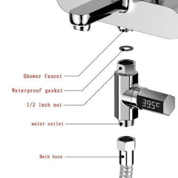 

Baby LED Display Home Water Flow Faucet Shower Thermometer Temperature Monitor Water Temperature Meter Monitor