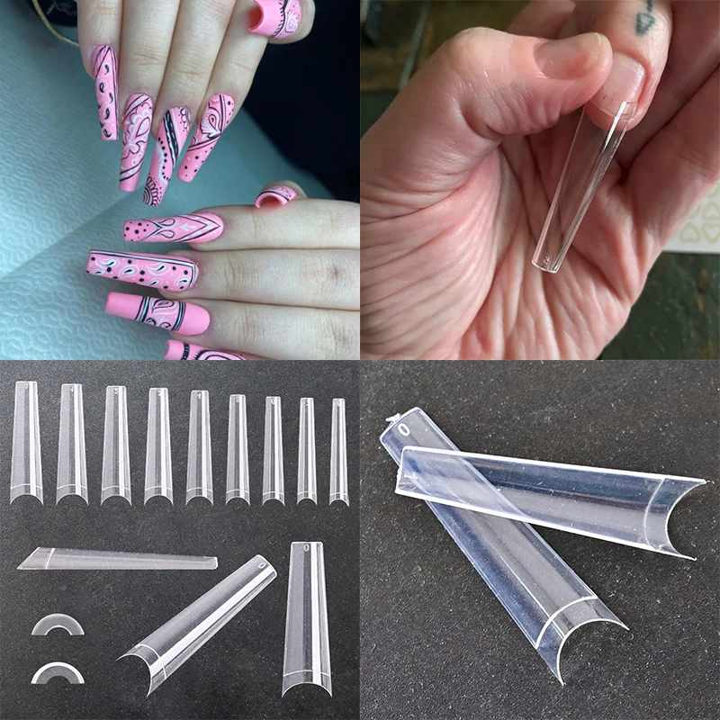 600pcs Xxl Extra Long French False Nails Half Cover C Curve Acrylic Extension Salon Supply Coffin Cowboy Clear Fake Nail Tips False Nails Aliexpress