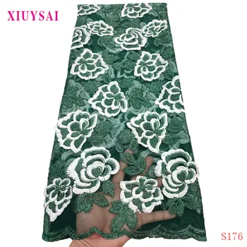 

XIUYSAI Nigerian French Net Lace Fabric Embroidered African Lace Fabric High Quality Dubai Guipure Mesh Lace 5 Yards