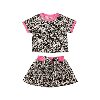 

2020 Casual Toddler Clothes Kid Baby Girl Costume Top T-shirt Skirt Leopard Summer Outfit