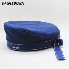 Шапка берет шляпа темно-синяя шляпа белая женская кепка военный берет Riband синяя белая шапка моряка с буквами крышка лодки Мужская Женская Кепка из хлопка s