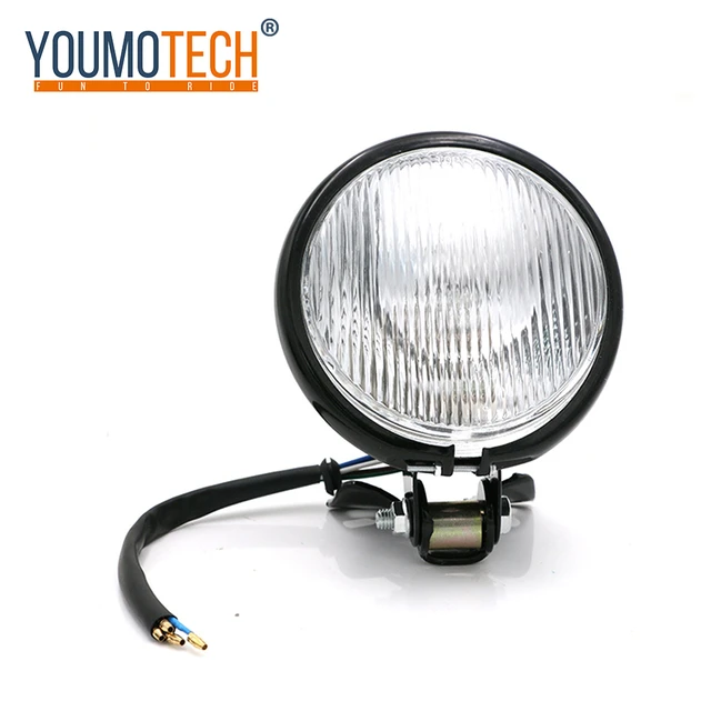 Retro 5 Motorcycle Headlight Amber Front Lamp Phare Moto Rond Noir For  Honda Touring Chopper Custom