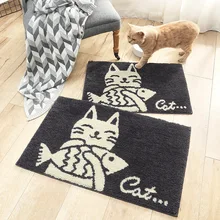 Флокированные домашние Входные Коврики простой рисунок кошки черный и белый спальня ванная комната Абсорбирующая нескользящая подкладка для ног