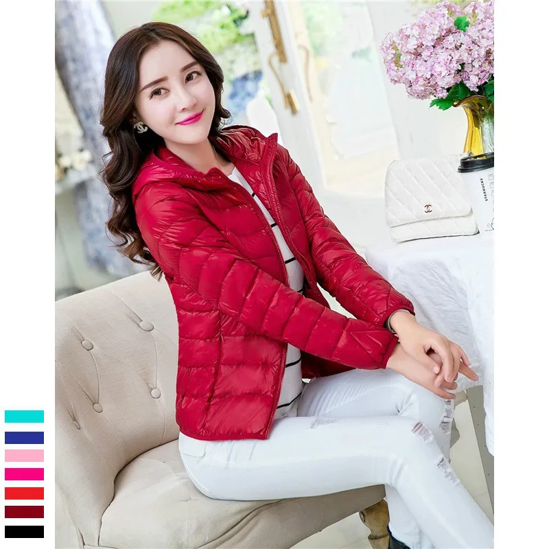 

2020 Winter Down Jacket Women Coat Warm Plus Size Slim Short Lightweight White Duck Down Hooded Woman Coat Outerwear