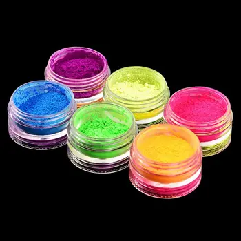 

6Pcs Fluorescent UV Pigment Powder Black Light Reactive Luminous Makeup Nail Art Resin Pigment Kit Jewerly Making Tools