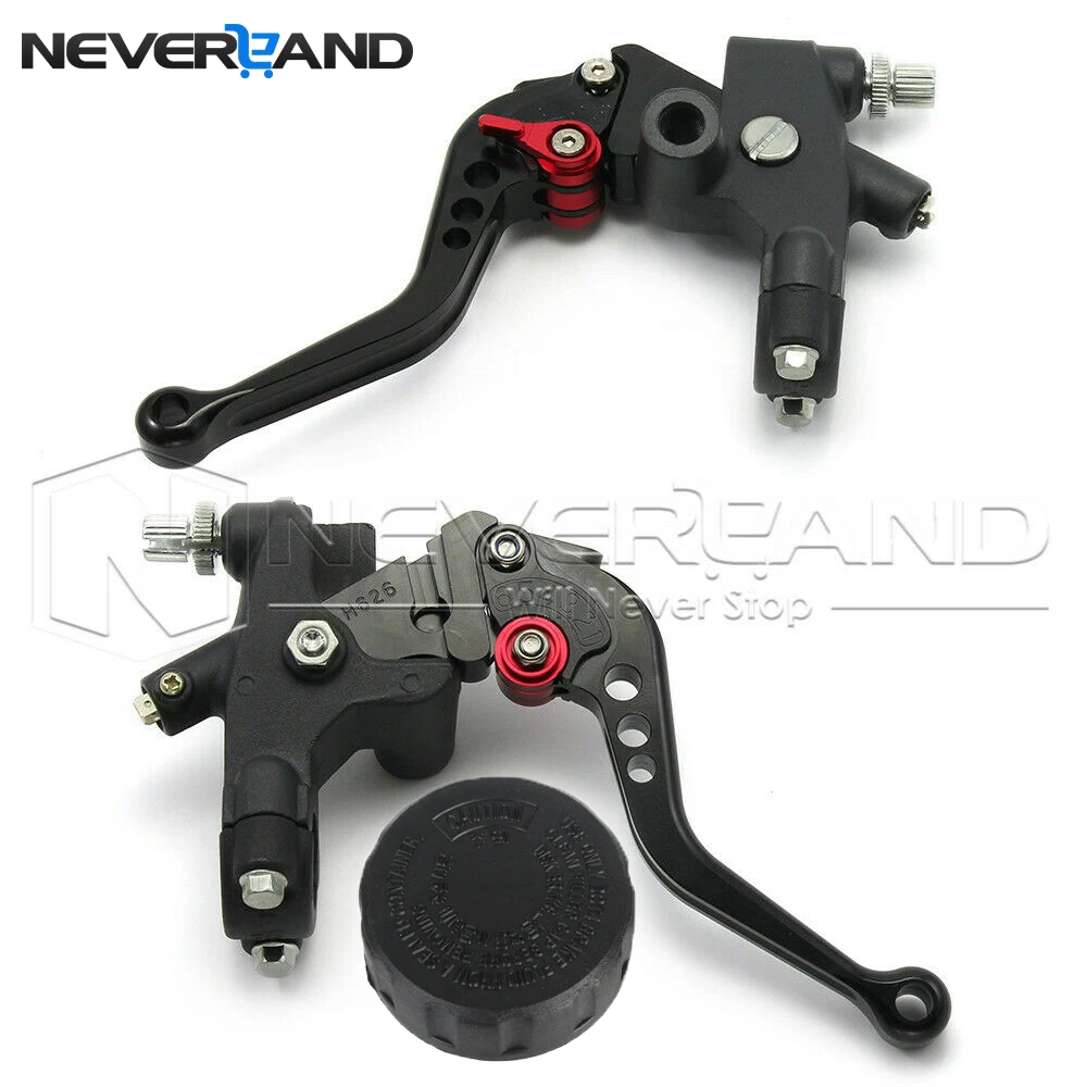 

7/8" 22cm Black Hydraulic Brake Clutch Master Cylinder Lever Pivot Reservoir 125-600cc Universal Adjustable Motorcycle Handlebar