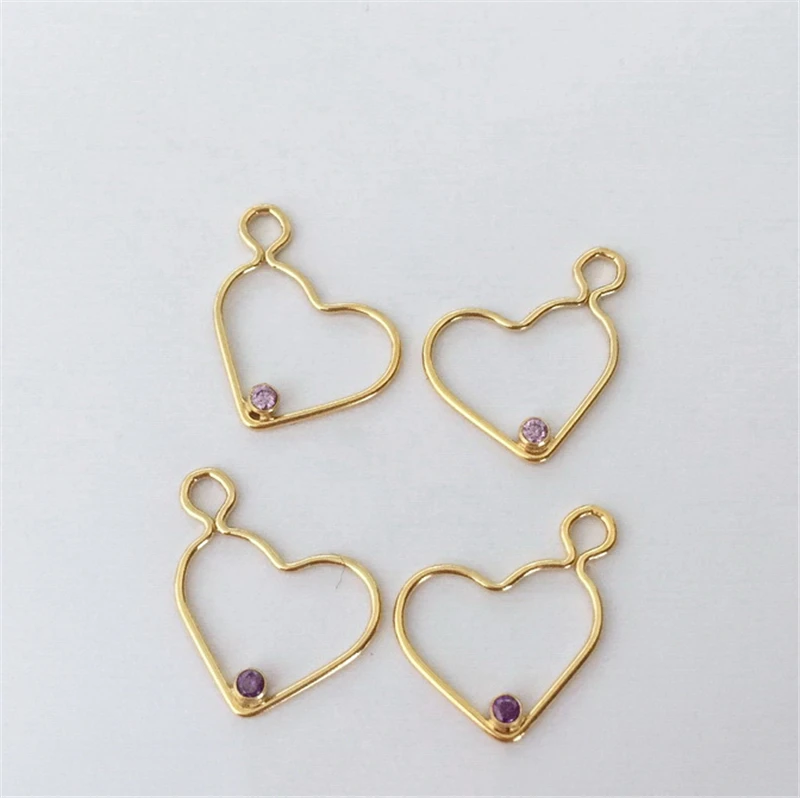 14K Gold Filled Heart Charm Charm Birthstone AAA Zircon Charm Birthstone Pendant DIY Jewelry Findings Handmade Accessories