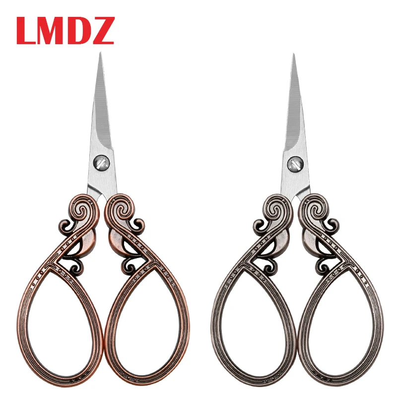 Flower Pattern Vintage Sewing Scissors - Stainless Steel Embroidery Scissors, Gold Handle, 4.3" - View #9
