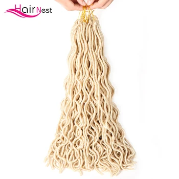 

Hair Nest Curly Faux Locs soft Natural Braid Synthetic Braiding Hair Extensions Blonde Ombre Crochet Braids For Black Women 18In