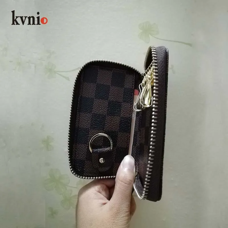 

KVNIO 2019 Geometric PU leather key holder pocket wallet vintage key organizer keychain for men and women key case porta llaves