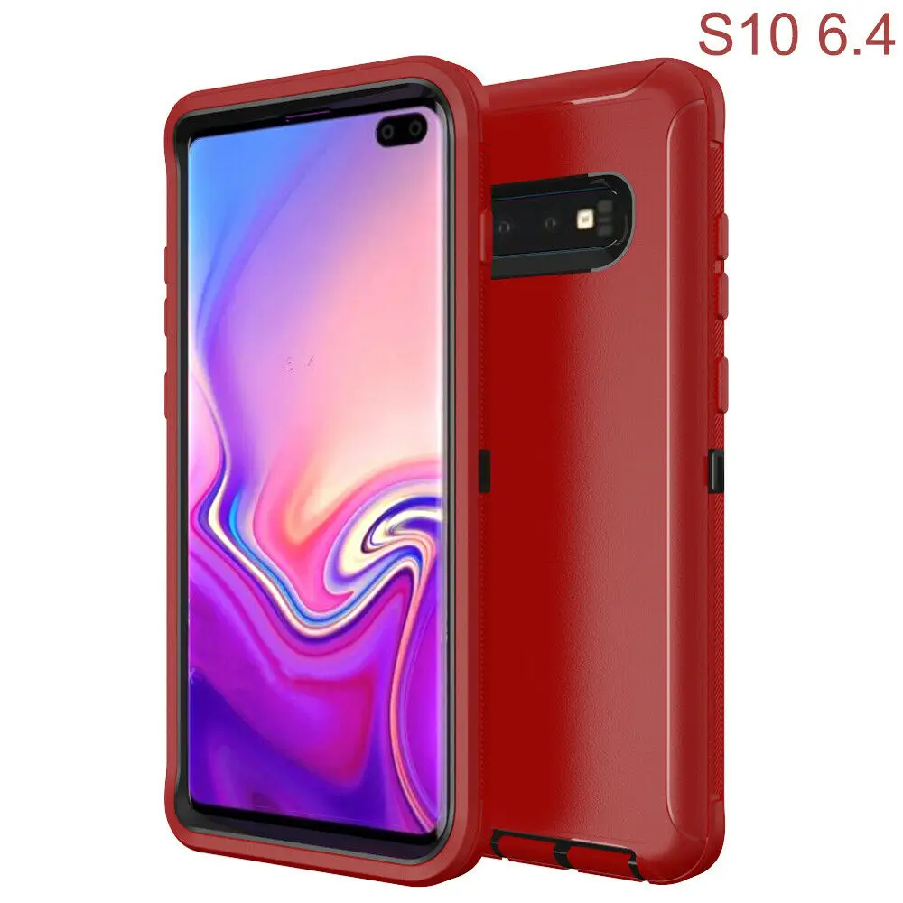 Red Black Сверхпрочная Защита для Samsung Galaxy S8 S9 S10 Plus S10 Lite Note 10 9 8 сверхмощный Гибридный противоударный чехол с зажимом - Цвет: Red Black