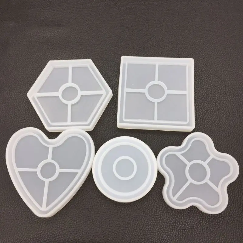 Silicone Mold DIY Cup Pad Water Mat Holder Epoxy Resin Crafts Molds Handmade Charms Jewelry Gifts Floral Shape Geometric | Украшения и
