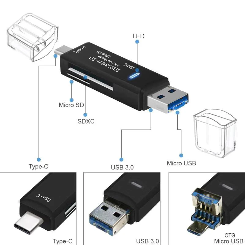 USB 3 0 концентратор SD кард ридер Micro usb type C Lector для TF OTG ридеры|USB-хабы| |