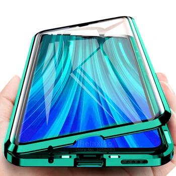 

360° magnetic flip case for xiaomi redmi note 8 pro notes 8t 8 t double-sided tempered glass coque cover redmi note 9s 9 pro max