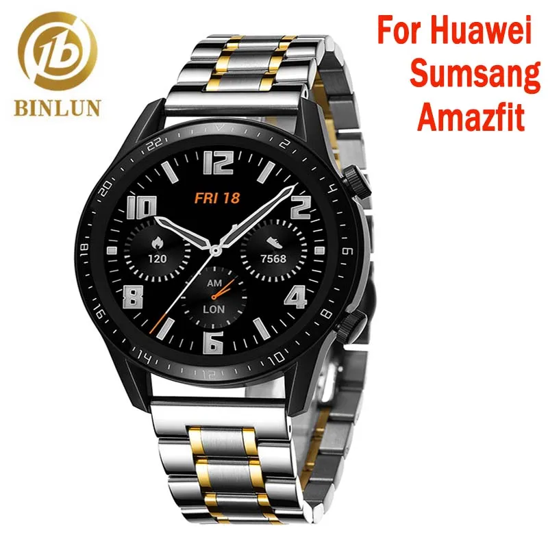Браслет Amazfit Bip ремешок для часов huawei Watch GT 2 из нержавеющей стали samsung universion