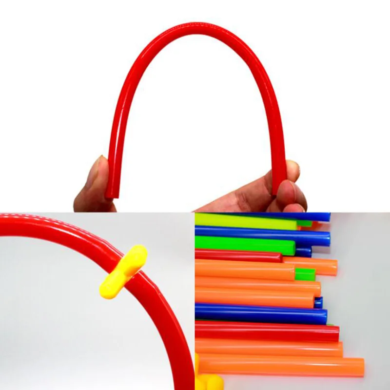 4D DIY Straw Building Blocks Plastic Stitching Inserted Construction Assembled Blocks Bricks Color Early Educational Toys Gift
