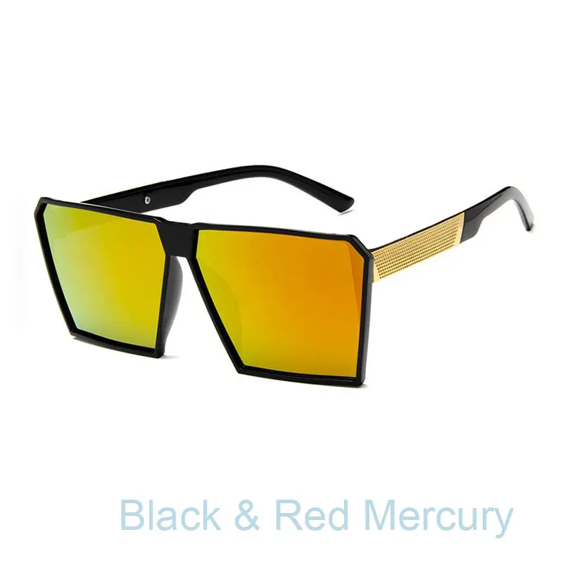 Квадратная форма унисекс большой пляж большого размера тенты для женщин и мужчин Солнцезащитные очки Винтаж Ретро больше размера очки - Цвет линз: Black red mercury