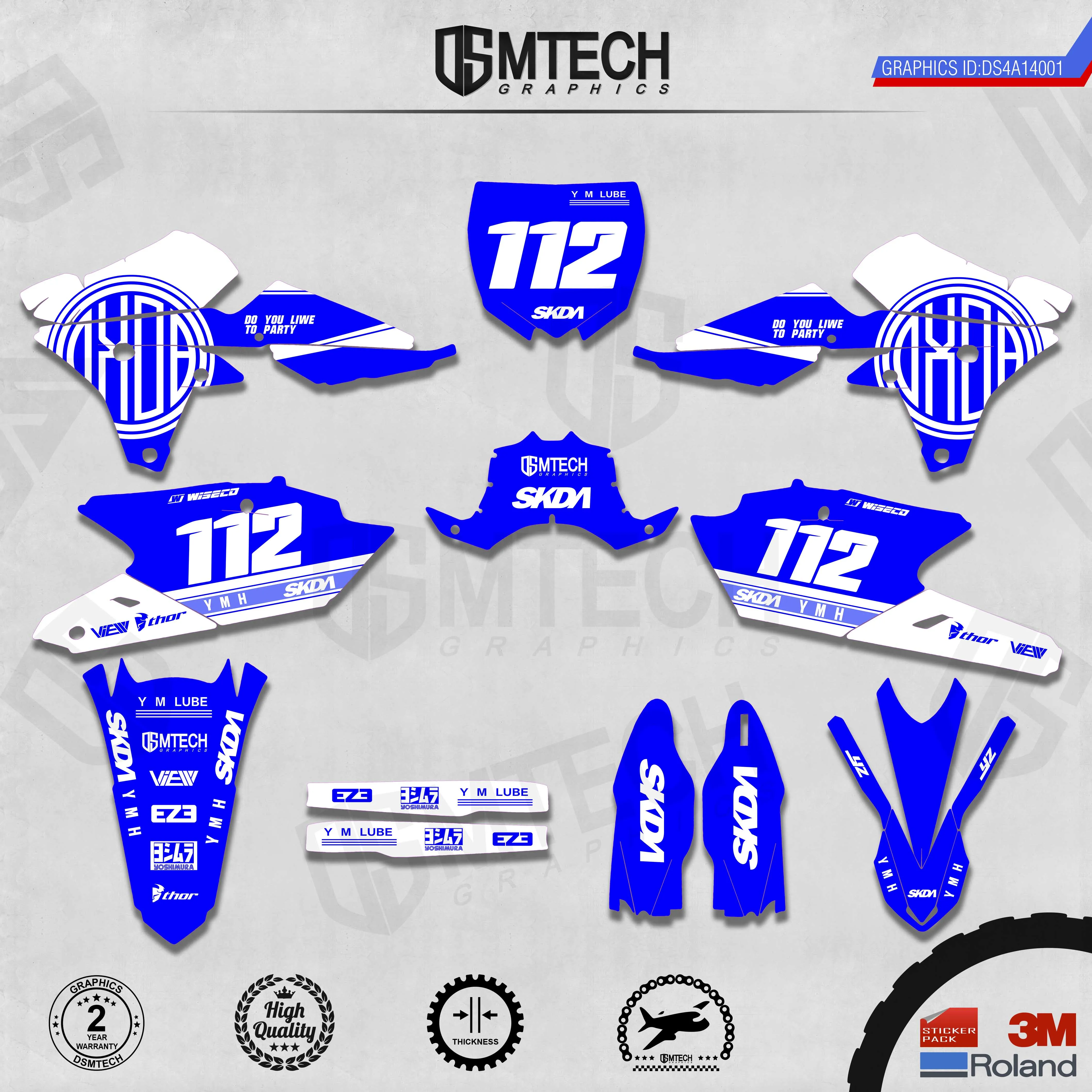 

DSMTECH Customized Team Graphics Backgrounds Decals 3M Custom Stickers For 14-18 YZ250F 15-19 YZ250FX WRF250 14-17 YZ450F 001