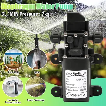

72W DC 12V 130PSI 6L/Min Water Pump High Pressure Diaphragm Self Priming Pump Water Sprayer