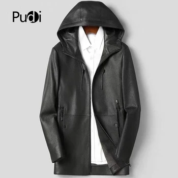 

Pudi MT931 New fashion mens jackets and coats Short hooded genuine goat sheepskin leather jackets real leather outwear