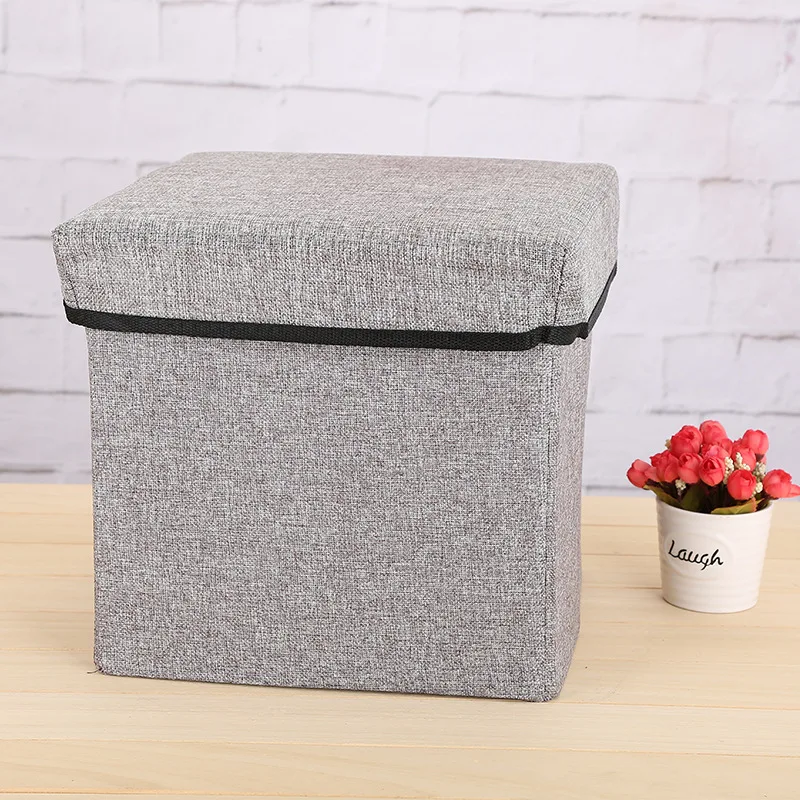 

Large Size Cotton Linen Storage Chair Storage Stool Multi-functional Sundries Container Storage Box Household Footstool Folding