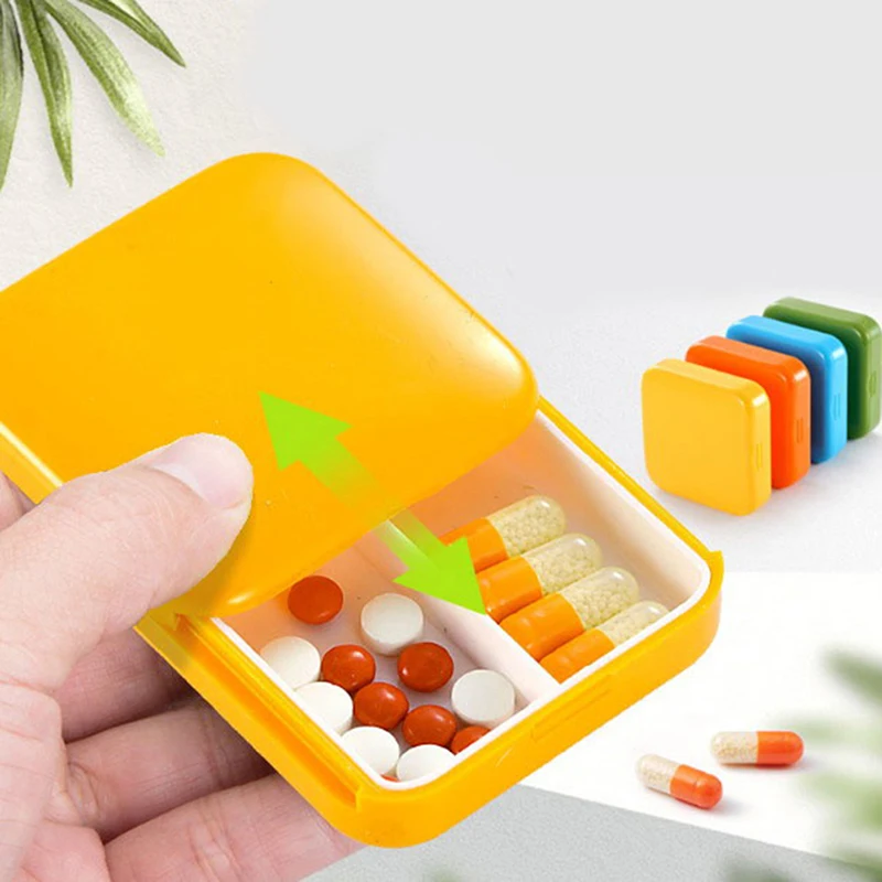 

1 Piece Mini Portable 2 Grid Push Open Style Pill Box Medicine Pillbox Tablet Storage Case Container Cases Storage Box