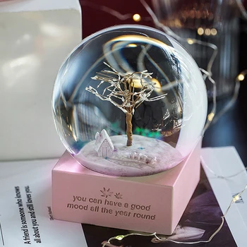 

Home Decoration Accessories Ins Snow Globe Glass Music Crystal Ball Creative Cartoon Resin Beauty Gift Nordic Music Box Craft