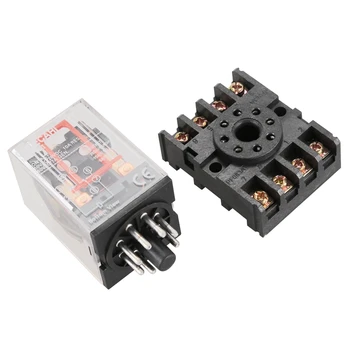 

New MK2P-I Clear Shell DPDT AC220V Coil Power Relay Socket Base