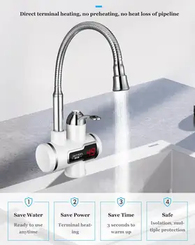 

220V 3000W Tankless Instant Heating Sink Tap 360 degree Digital Display Electric Water Heater Faucet