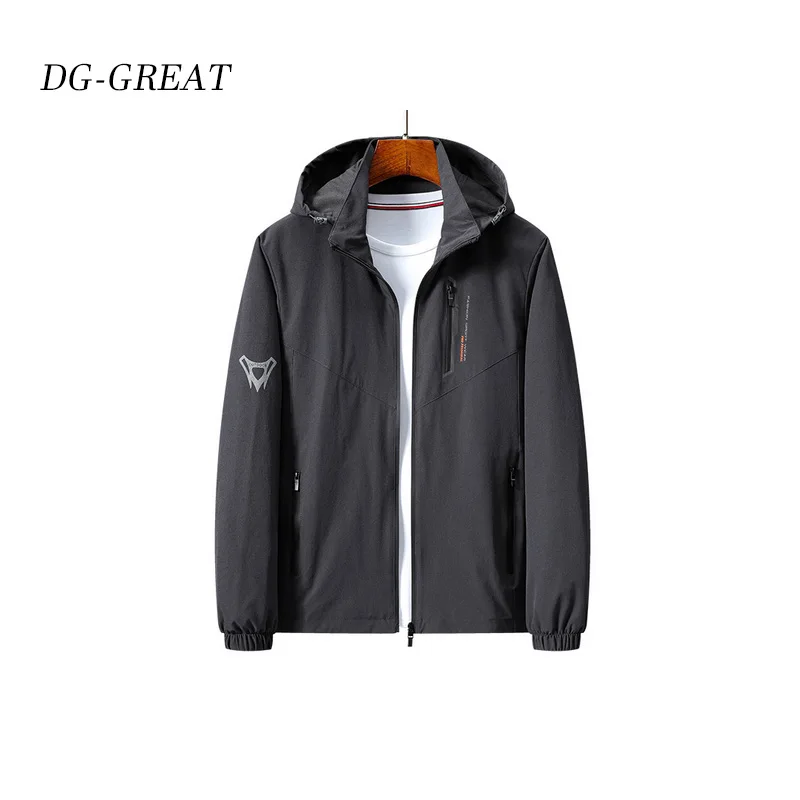 

2019 New Spring Summer Mens Fashion Outerwear Windbreaker Men' S Thin Jackets Hooded Casual Sporting Coat Big Size Plus 5XL 6XL