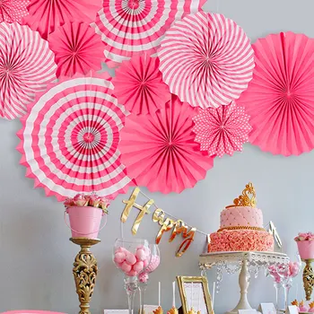 

Party Decoration Baby Shower Supplies Round Pattern Paper Cut-out Paper Fans Hanging Paper Crafts for Wedding Festival Decor